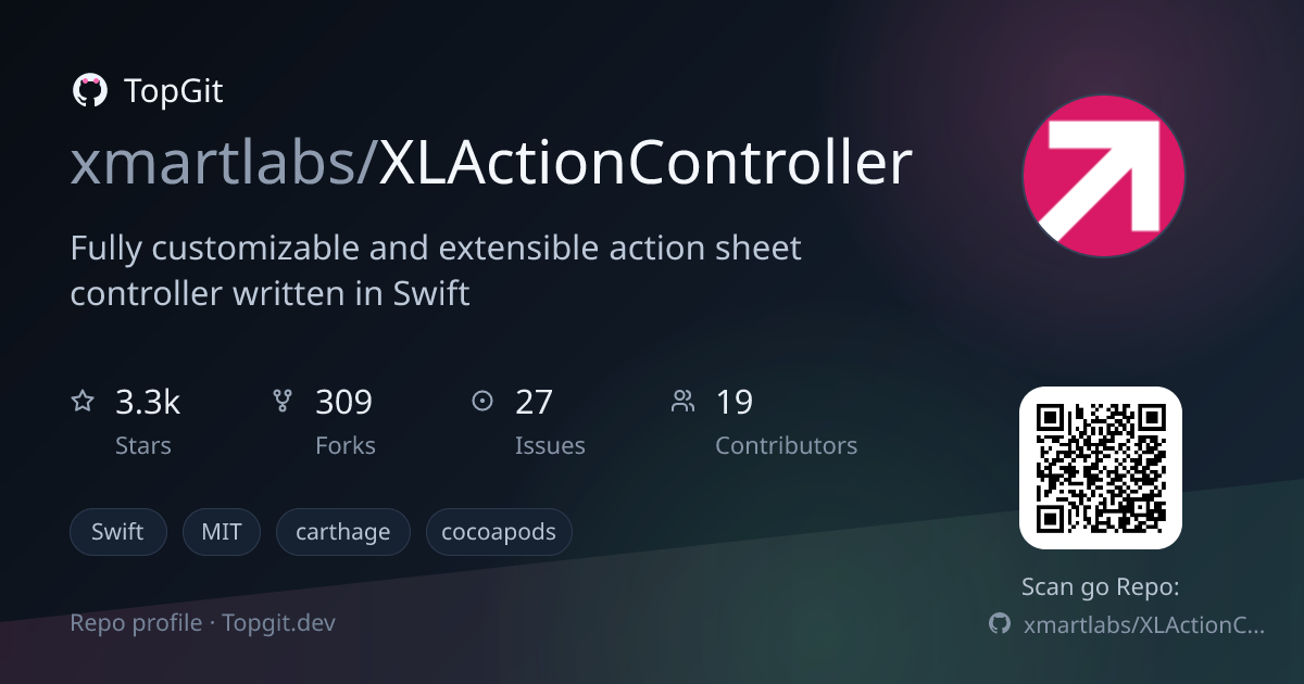TopGit repo profile image for xmartlabs/XLActionController