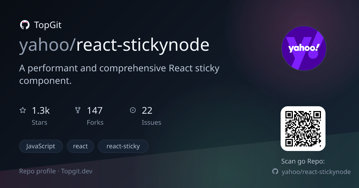 TopGit repo profile image for yahoo/react-stickynode