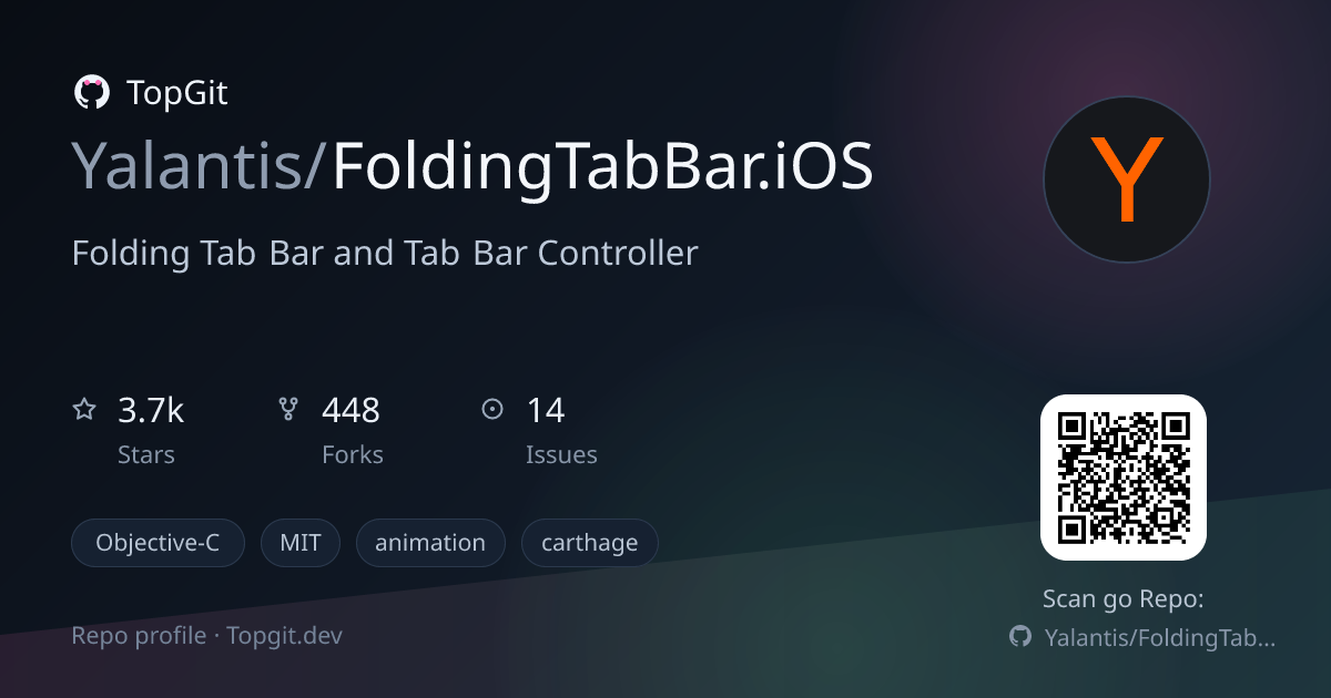 TopGit repo profile image for Yalantis/FoldingTabBar.iOS