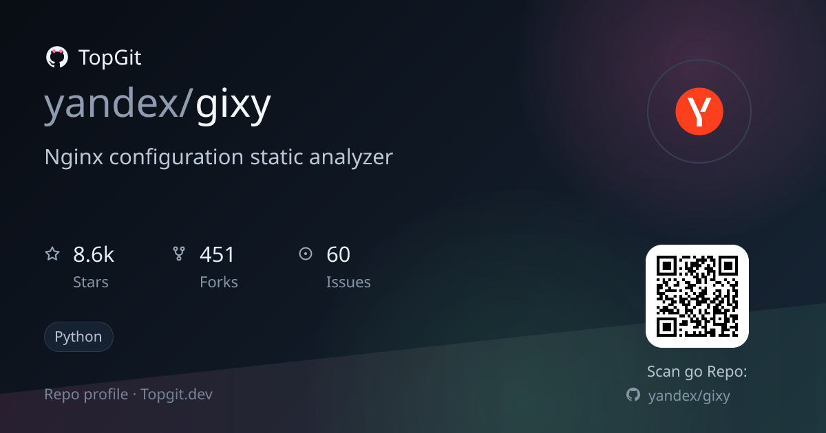 TopGit repo profile image for yandex/gixy