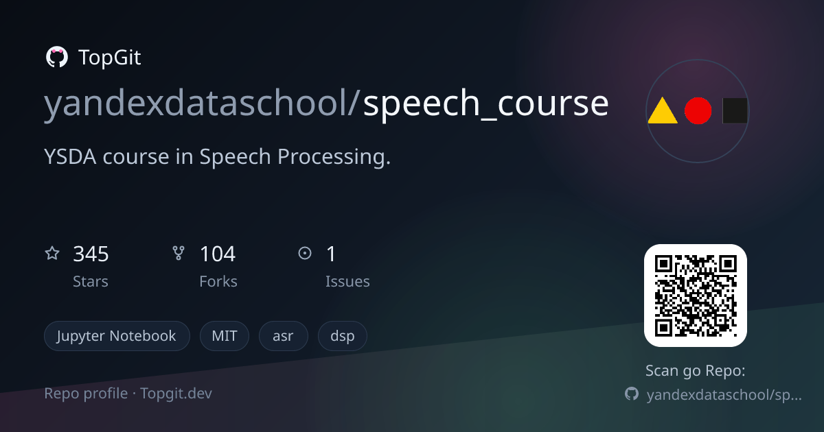 TopGit repo profile image for yandexdataschool/speech_course