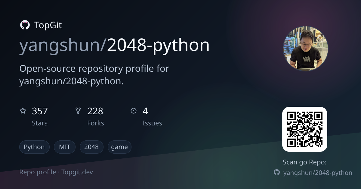 TopGit repo profile image for yangshun/2048-python