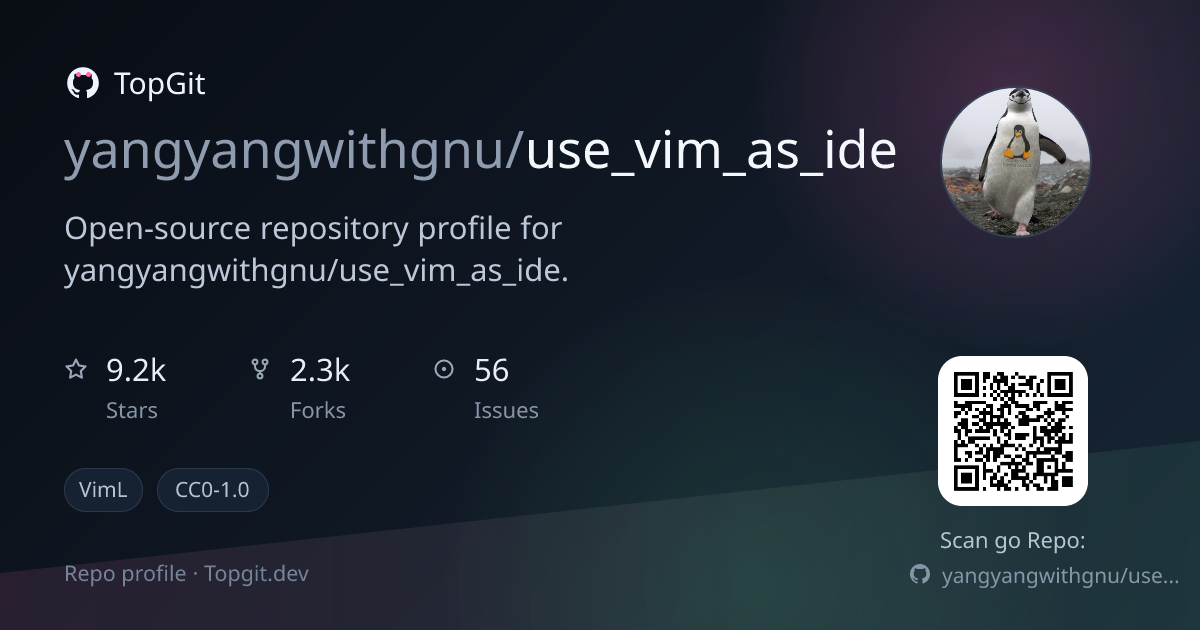 TopGit repo profile image for yangyangwithgnu/use_vim_as_ide