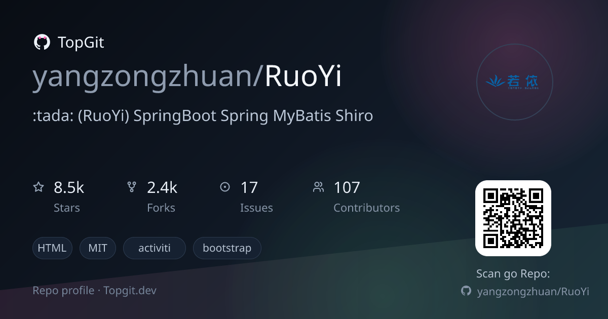 TopGit repo profile image for yangzongzhuan/RuoYi