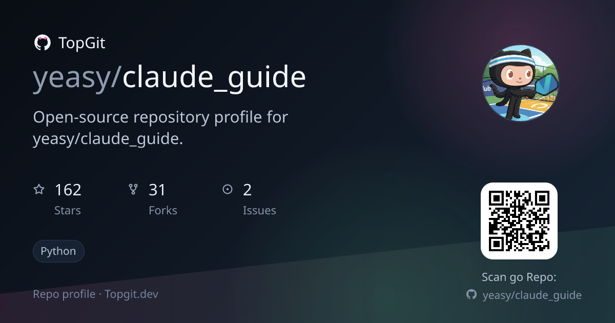 TopGit repo profile image for yeasy/claude_guide