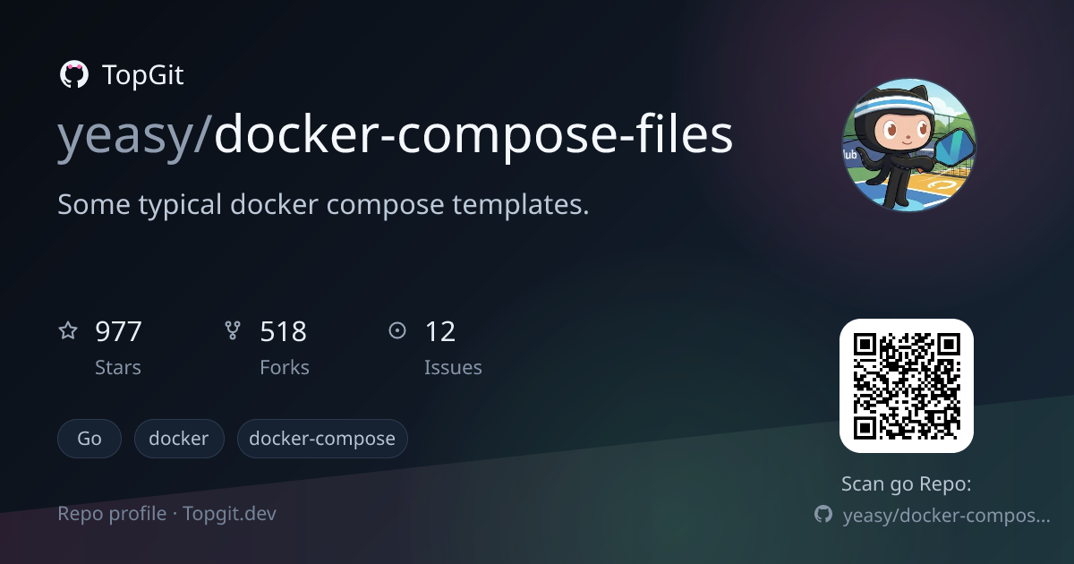 TopGit repo profile image for yeasy/docker-compose-files