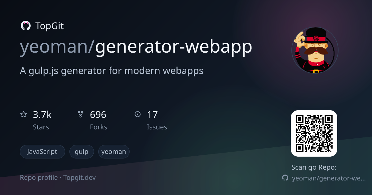 TopGit repo profile image for yeoman/generator-webapp