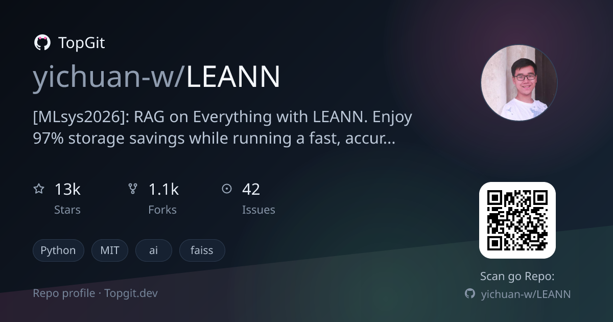 TopGit repo profile image for yichuan-w/LEANN