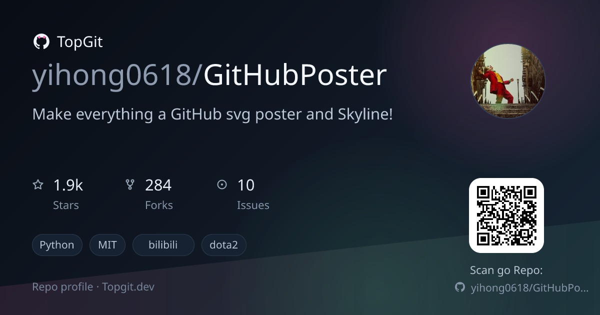 TopGit repo profile image for yihong0618/GitHubPoster