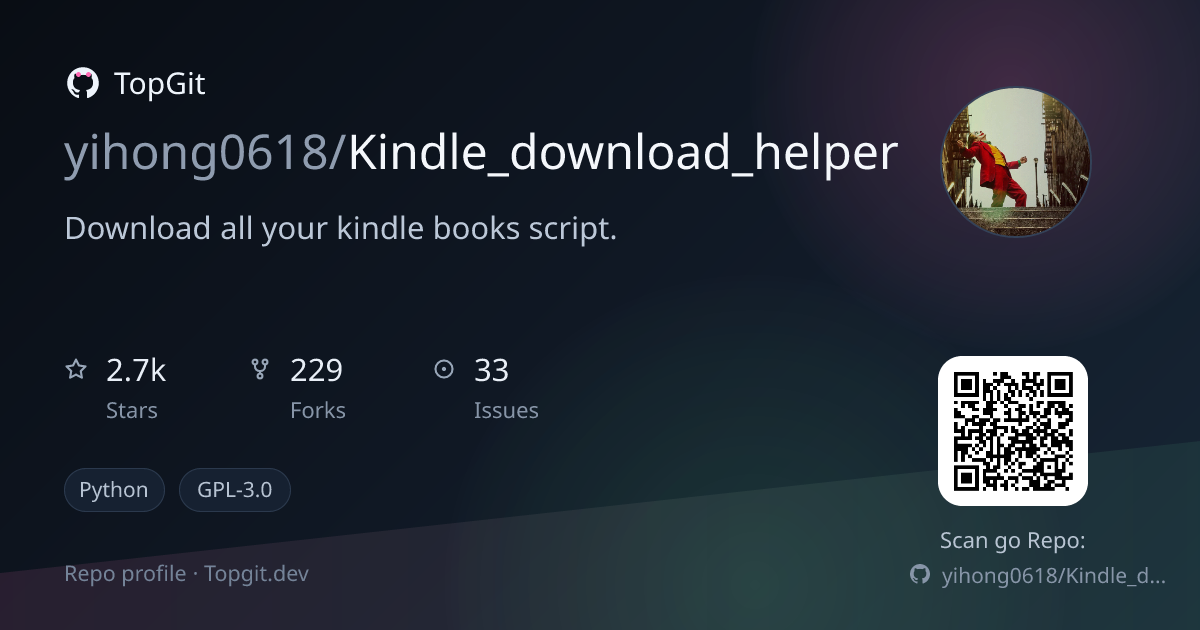 TopGit repo profile image for yihong0618/Kindle_download_helper
