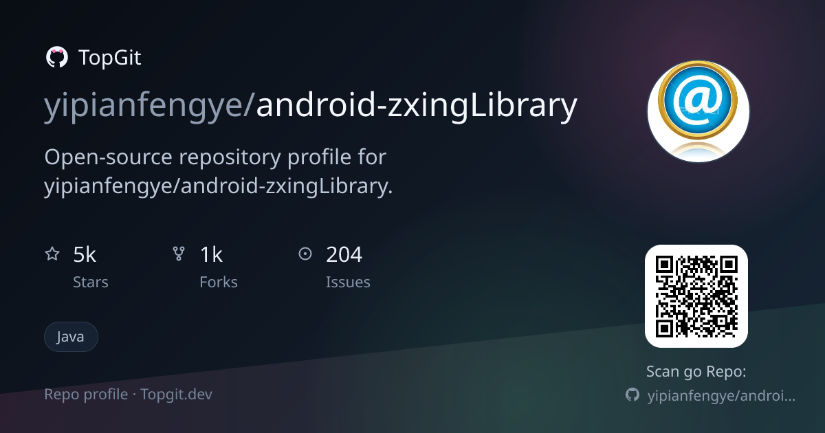 TopGit repo profile image for yipianfengye/android-zxingLibrary