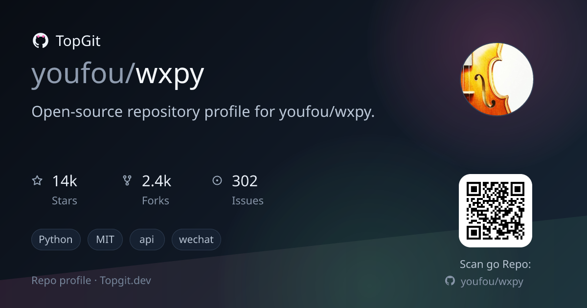 TopGit repo profile image for youfou/wxpy