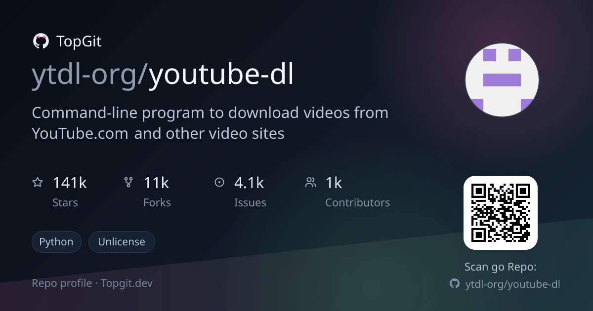 TopGit repo profile image for ytdl-org/youtube-dl