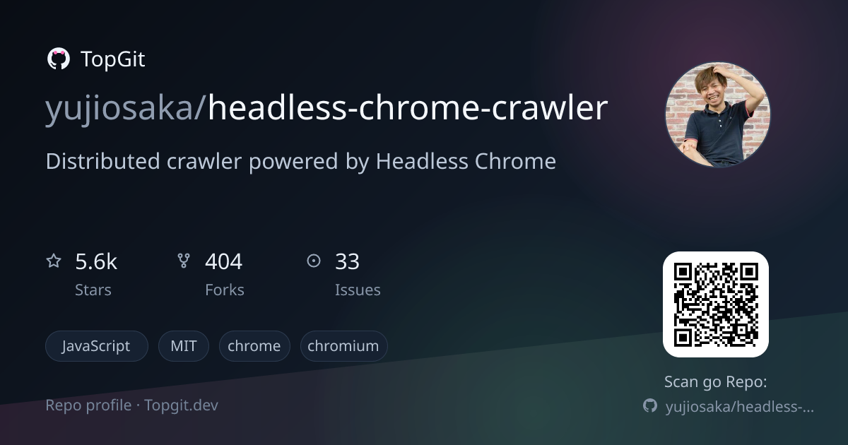 TopGit repo profile image for yujiosaka/headless-chrome-crawler