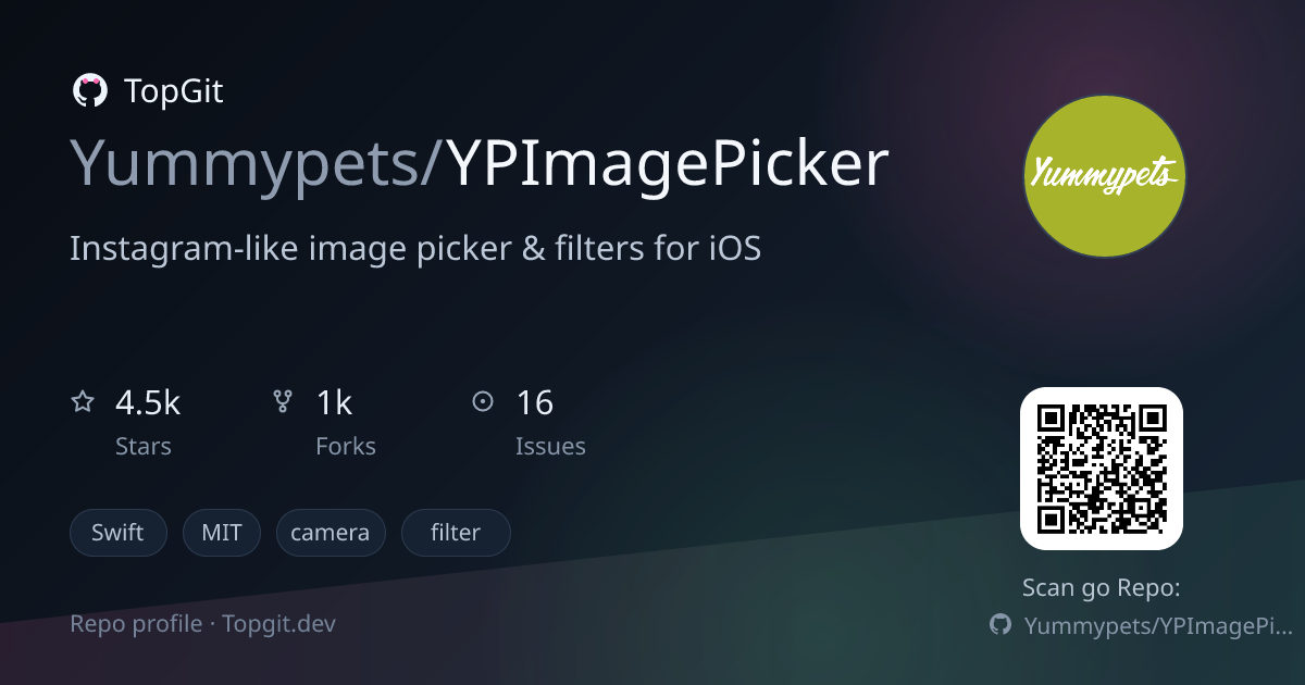 TopGit repo profile image for Yummypets/YPImagePicker