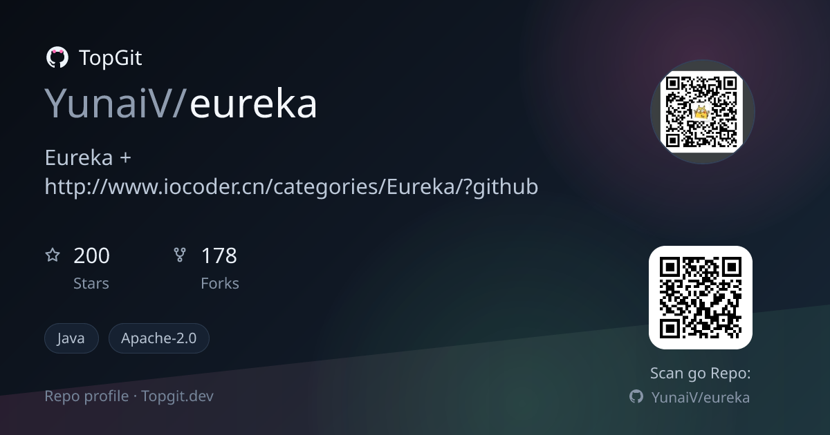 TopGit repo profile image for YunaiV/eureka