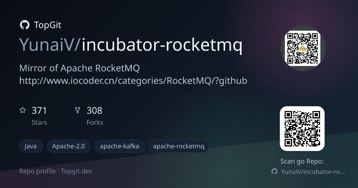 TopGit repo profile image for YunaiV/incubator-rocketmq