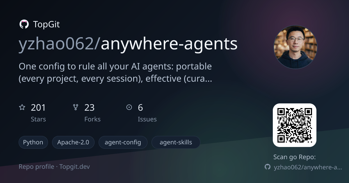 TopGit repo profile image for yzhao062/anywhere-agents