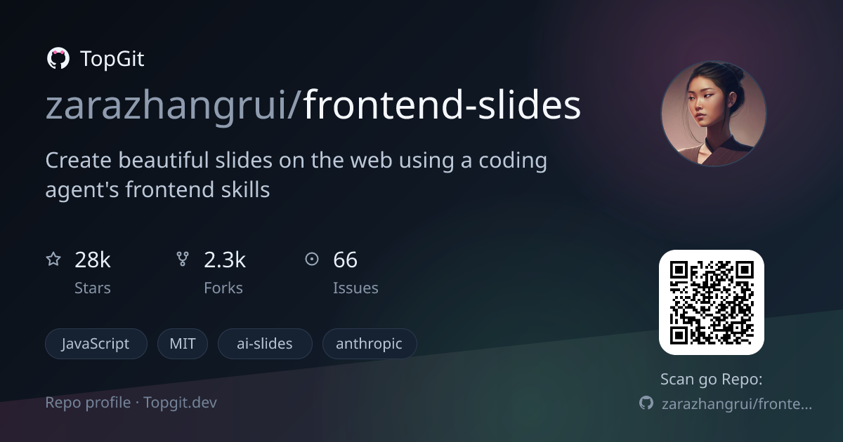 TopGit repo profile image for zarazhangrui/frontend-slides