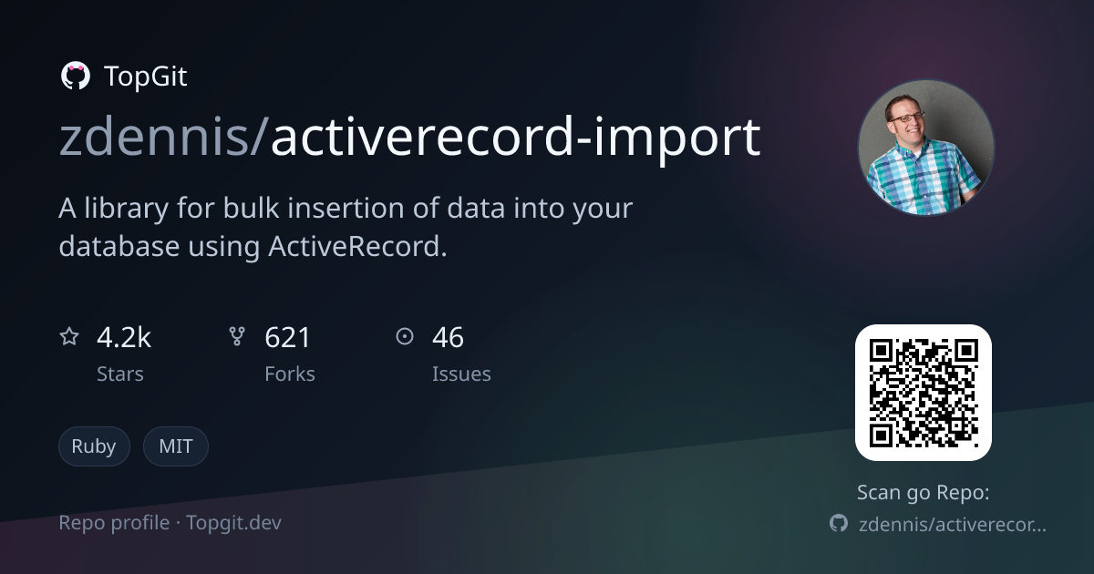 TopGit repo profile image for zdennis/activerecord-import