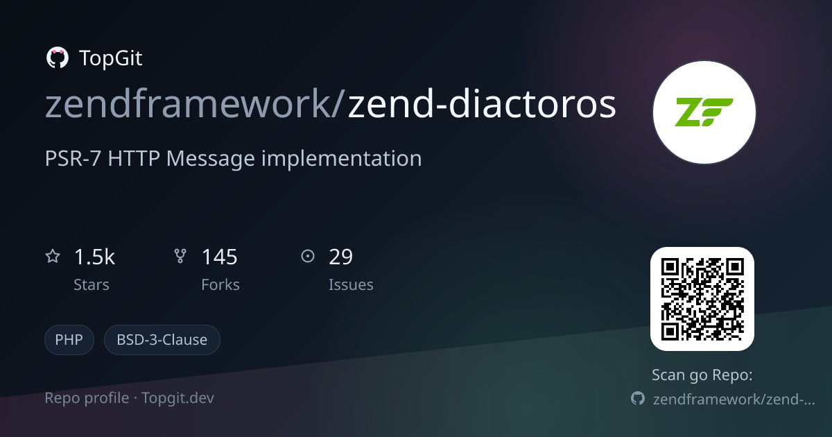 TopGit repo profile image for zendframework/zend-diactoros