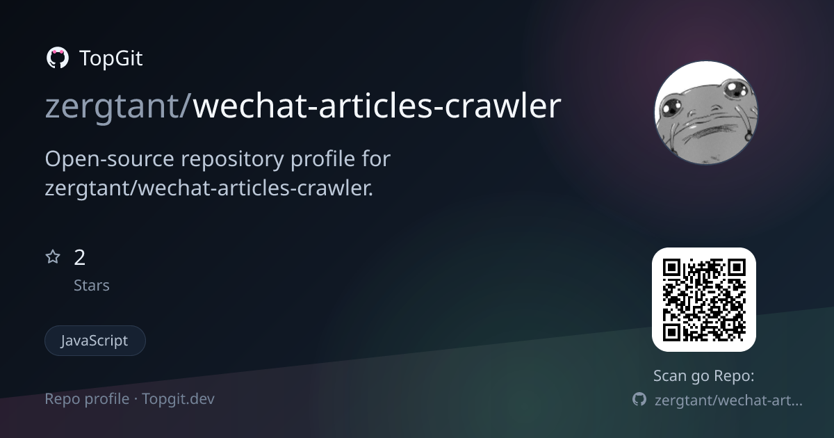 TopGit repo profile image for zergtant/wechat-articles-crawler