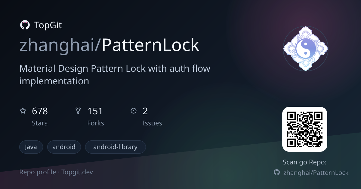 TopGit repo profile image for zhanghai/PatternLock