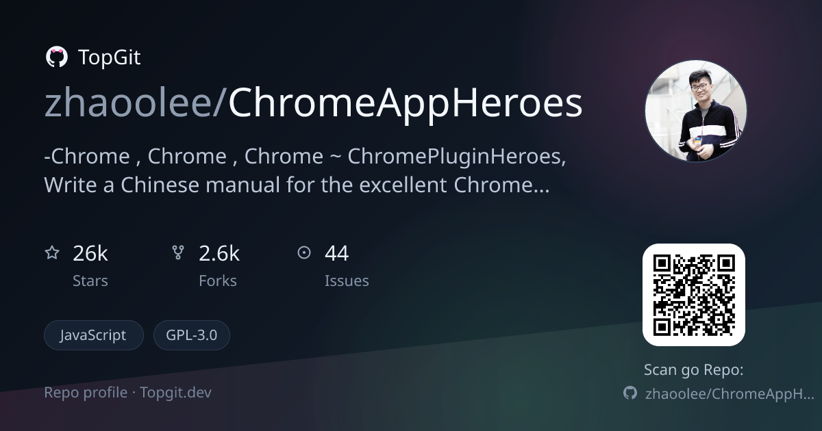 TopGit repo profile image for zhaoolee/ChromeAppHeroes