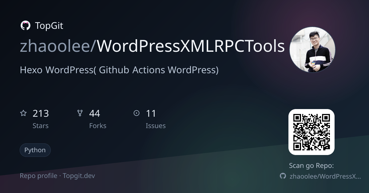 TopGit repo profile image for zhaoolee/WordPressXMLRPCTools