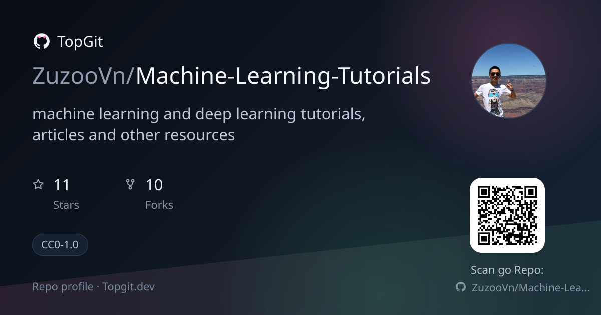 TopGit repo profile image for ZuzooVn/Machine-Learning-Tutorials